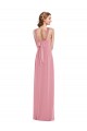 Billigste Hautrosa A-Linien Neckholder Chiffon Lange Brautjungfernkleider
