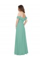 Billigste Jade A-Linien Off-Schulter Chiffon Lange Brautjungfernkleider