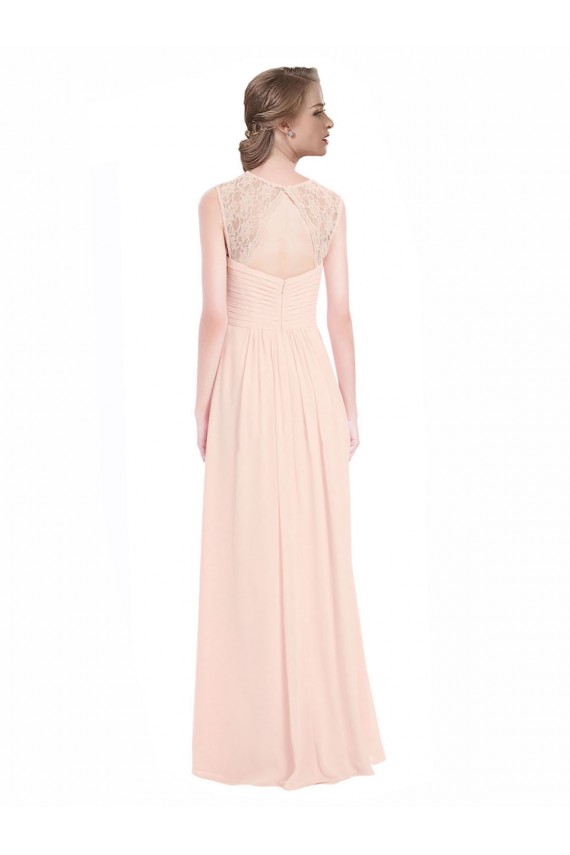 Billigste Minzgrün A-Linien Chiffon Spitze Lange Brautjungfernkleider