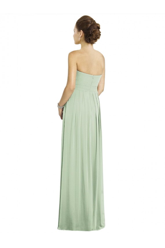 Billigste Salbeigrün A-Linien Chiffon Lange Brautjungfernkleider